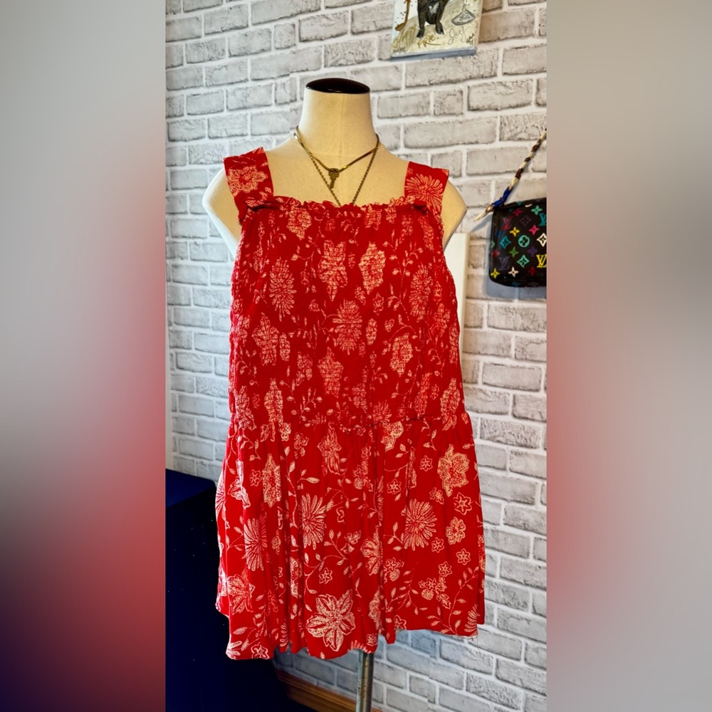 2 for $10 Women’s tropical, red orange tank top with with stretch fit size1x